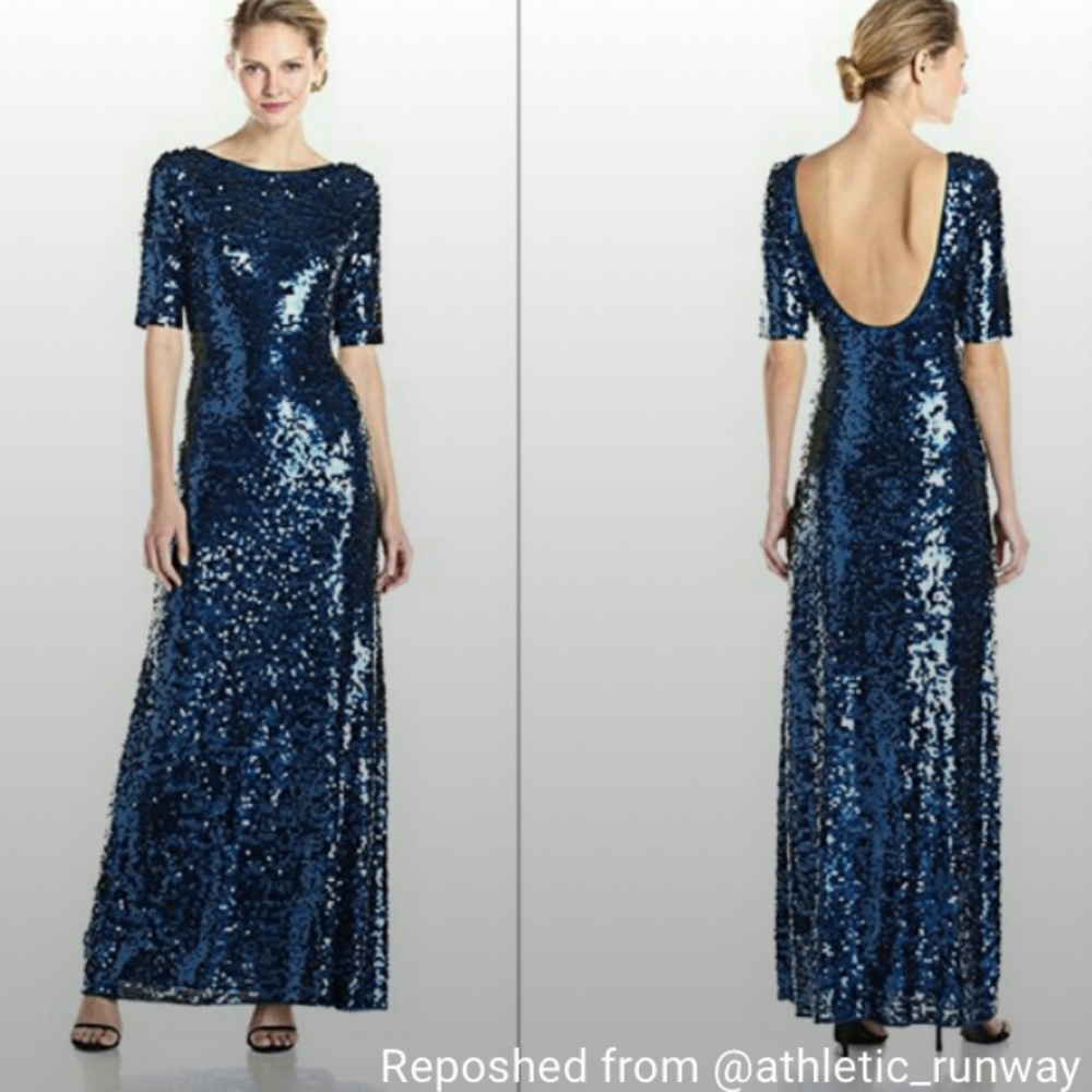BCBGMAXAZRIA Blue Sequin Gown